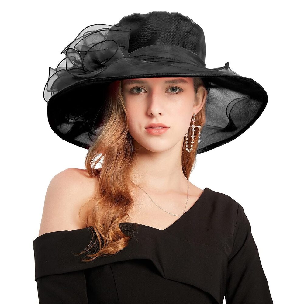 2446 Women’s Organza Church Tea Party Wedding Fascinator Hat Uv-anti Wide